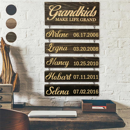 Personalized Grandkids Hanging Sign (Engraved) Family Keepsake