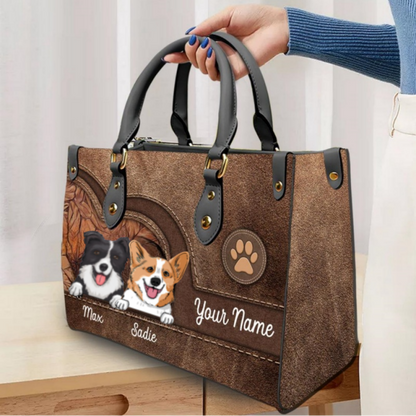 Personalized Faux Leather Colorful Dog Handbag