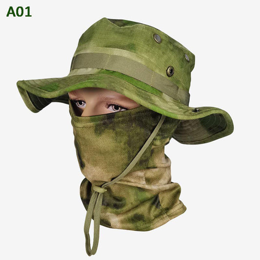 2-i-1 Camouflage Fiskehat og Maske Neck Wrap